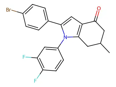 2-(4-bromophenyl)-1-(3,4-difluorophenyl)-6-methyl-6,7-dihydro-5H-indol-4-one structure