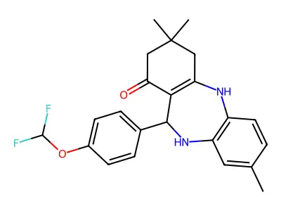 6-[4-(difluoromethoxy)phenyl]-3,9,9-trimethyl-6,8,10,11-tetrahydro-5H-benzo[b][1,4]benzodiazepin-7-one structure