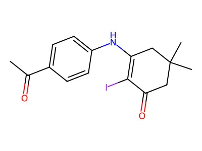 3-((4-Acetylphenyl)amino)-2-iodo-5,5-dimethylcyclohex-2-EN-1-one structure