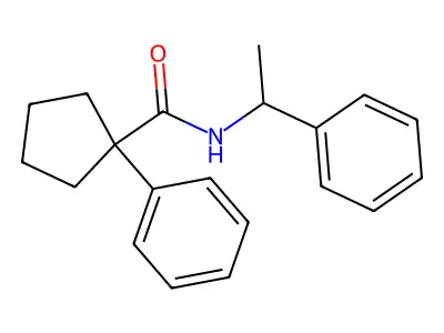 1-phenyl-N-(1-phenylethyl)cyclopentane-1-carboxamide structure