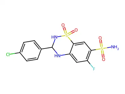 2-(4-CHLOROPHENYL)-7-FLUORO-4,4-DIOXO-1,2,3-TRIHYDRO-4-THIAQUINAZOLINE-6-SULFONAMIDE structure