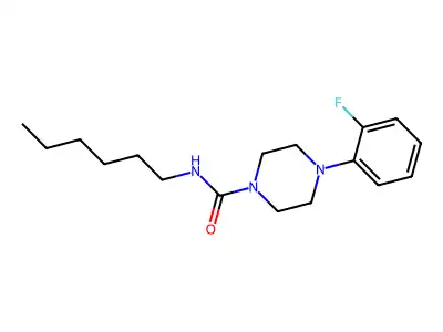 4-(2-fluorophenyl)-N-hexylpiperazine-1-carboxamide structure
