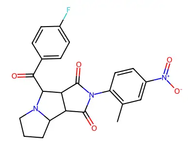 4-[(4-fluorophenyl)carbonyl]-2-(2-methyl-4-nitrophenyl)hexahydropyrrolo[3,4-a]pyrrolizine-1,3(2H,4H)-dione structure