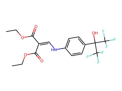 diethyl 2-[[4-(1,1,1,3,3,3-hexafluoro-2-hydroxypropan-2-yl)anilino]methylidene]propanedioate structure
