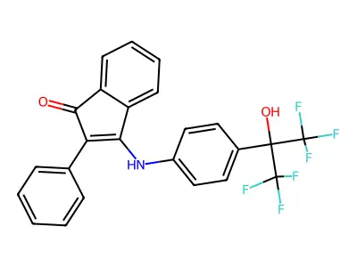 2-PHENYL-3-((4-(2,2,2-TRIFLUORO-1-HYDROXY-1-(TRIFLUOROMETHYL)ETHYL)PHENYL)AMINO)INDEN-1-ONE structure