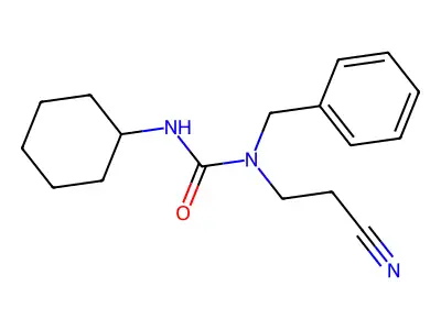 N-benzyl-N-(2-cyanoethyl)-N'-cyclohexylurea structure