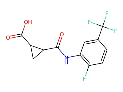 2-{[2-Fluoro-5-(trifluoromethyl)phenyl]carbamoyl}cyclopropane-1-carboxylic acid structure