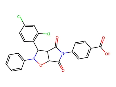 4-[3-(2,4-dichlorophenyl)-4,6-dioxo-2-phenylhexahydro-5H-pyrrolo[3,4-d][1,2]oxazol-5-yl]benzoic acid structure