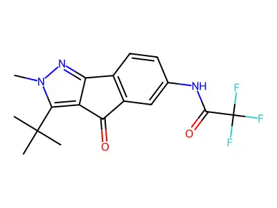 N-(3-(TERT-BUTYL)-2-METHYL-4-OXOINDENO[3,2-C]PYRAZOL-6-YL)-2,2,2-TRIFLUOROETHANAMIDE structure