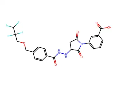 3-(2,5-dioxo-3-(2-(4-((2,2,3,3-tetrafluoropropoxy)methyl)benzoyl)hydrazinyl)pyrrolidin-1-yl)benzoic acid structure