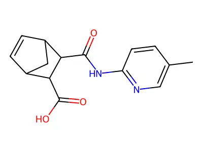 bicyclo[2.2.1]hept-5-ene-2-carboxylic acid, 3-[[(5-methyl-2-pyridinyl)amino]carbonyl]- structure