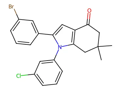 2-(3-Bromophenyl)-1-(3-chlorophenyl)-6,6-dimethyl-5,7-dihydroindol-4-one structure