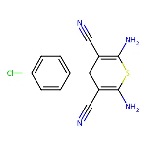 2,6-diamino-4-(4-chlorophenyl)-4H-thiopyran-3,5-dicarbonitrile structure
