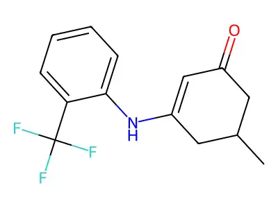 5-Methyl-3-{[2-(trifluoromethyl)phenyl]amino}cyclohex-2-en-1-one structure