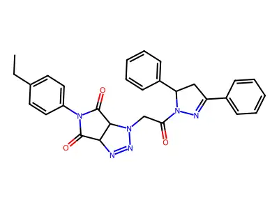 1-[2-(3,5-diphenyl-4,5-dihydro-1H-pyrazol-1-yl)-2-oxoethyl]-5-(4-ethylphenyl)-3a,6a-dihydropyrrolo[3,4-d][1,2,3]triazole-4,6(1H,5H)-dione structure