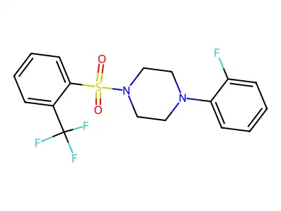 1-(2-Fluorophenyl)-4-[2-(trifluoromethyl)benzenesulfonyl]piperazine structure