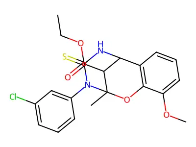 ethyl 3-(3-chlorophenyl)-10-methoxy-2-methyl-4-thioxo-3,4,5,6-tetrahydro-2H-2,6-methano-1,3,5-benzoxadiazocine-11-carboxylate structure