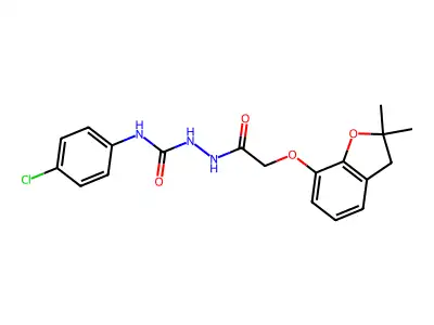 1-(2-(2,2-Dimethyl(3-oxaindan-4-yloxy))acetyl)-4-(4-chlorophenyl)semicarbazide structure