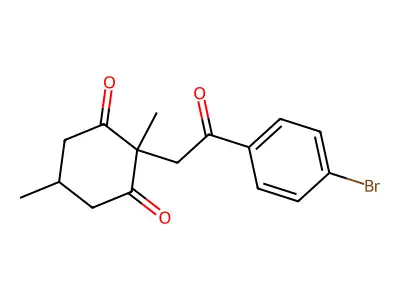 2-(2-(4-Bromophenyl)-2-oxoethyl)-2,5-dimethylcyclohexane-1,3-dione structure