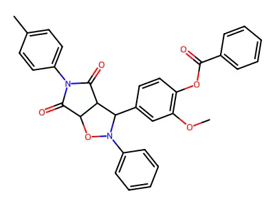 2-methoxy-4-[5-(4-methylphenyl)-4,6-dioxo-2-phenylhexahydro-2H-pyrrolo[3,4-d][1,2]oxazol-3-yl]phenyl benzoate structure
