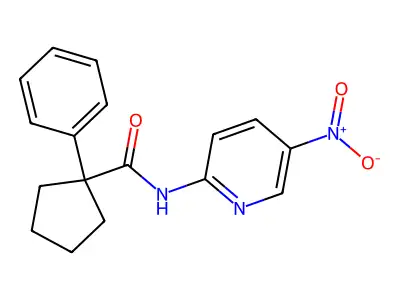 N-(5-nitropyridin-2-yl)-1-phenylcyclopentane-1-carboxamide structure