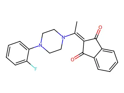 2-[1-[4-(2-Fluorophenyl)piperazin-1-yl]ethylidene]indene-1,3-dione structure