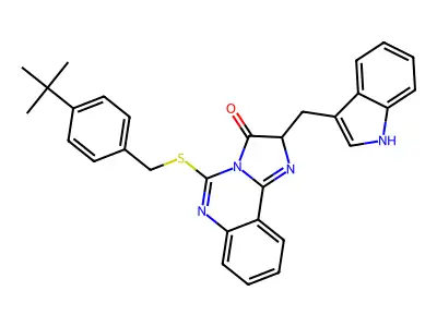 5-{[(4-tert-butylphenyl)methyl]sulfanyl}-2-[(1H-indol-3-yl)methyl]-2H,3H-imidazo[1,2-c]quinazolin-3-one structure