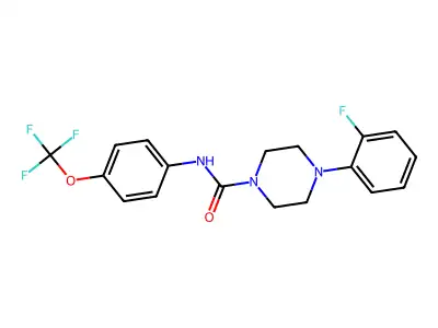 4-(2-fluorophenyl)-N-[4-(trifluoromethoxy)phenyl]piperazine-1-carboxamide structure