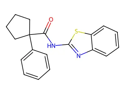 N-(1,3-benzothiazol-2-yl)-1-phenylcyclopentane-1-carboxamide structure