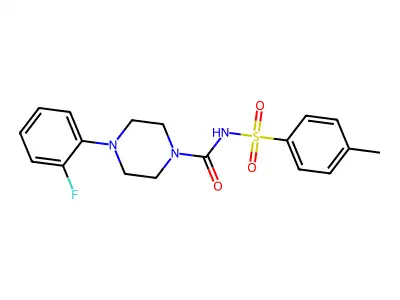 4-(2-fluorophenyl)-N-(4-methylbenzenesulfonyl)piperazine-1-carboxamide structure