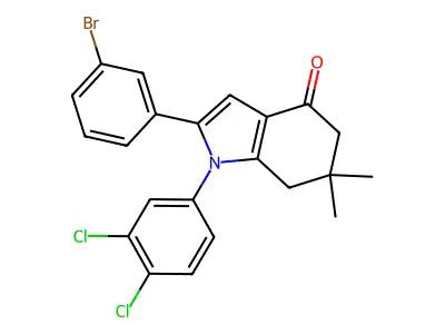 2-(3-Bromophenyl)-1-(3,4-dichlorophenyl)-6,6-dimethyl-5,7-dihydroindol-4-one structure