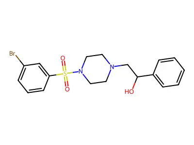 2-[4-(3-Bromophenyl)sulfonylpiperazin-1-yl]-1-phenylethanol structure