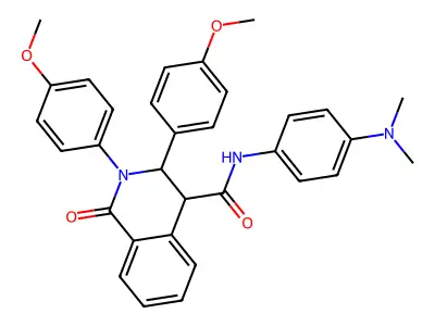 (2,3-bis(4-methoxyphenyl)-1-oxo(4-2,3,4-trihydroisoquinolyl))-N-(4-(dimethylamino)phenyl)formamide structure