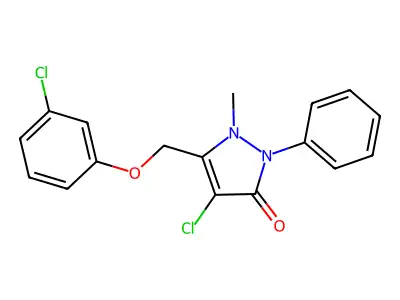 4-chloro-5-[(3-chlorophenoxy)methyl]-1-methyl-2-phenyl-2,3-dihydro-1H-pyrazol-3-one structure