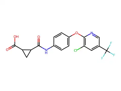 2-(N-(4-(3-CHLORO-5-(TRIFLUOROMETHYL)-2-PYRIDYLOXY)PHENYL)CARBAMOYL)CYCLOPROPANECARBOXYLIC ACID structure