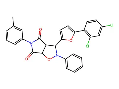 3-[5-(2,4-dichlorophenyl)furan-2-yl]-5-(3-methylphenyl)-2-phenyldihydro-2H-pyrrolo[3,4-d][1,2]oxazole-4,6(3H,5H)-dione structure