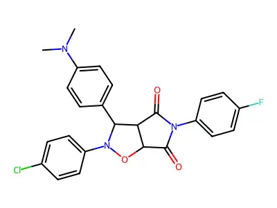 2-(4-chlorophenyl)-3-[4-(dimethylamino)phenyl]-5-(4-fluorophenyl)dihydro-2H-pyrrolo[3,4-d][1,2]oxazole-4,6(3H,5H)-dione structure