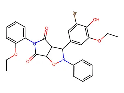 3-(3-bromo-5-ethoxy-4-hydroxyphenyl)-5-(2-ethoxyphenyl)-2-phenyldihydro-2H-pyrrolo[3,4-d][1,2]oxazole-4,6(3H,5H)-dione structure