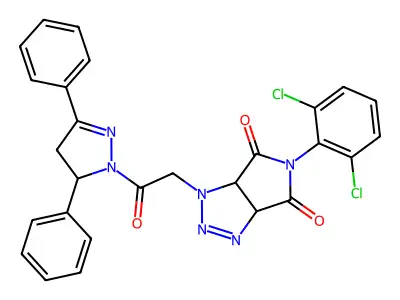 5-(2,6-dichlorophenyl)-1-[2-(3,5-diphenyl-4,5-dihydro-1H-pyrazol-1-yl)-2-oxoethyl]-3a,6a-dihydropyrrolo[3,4-d][1,2,3]triazole-4,6(1H,5H)-dione structure