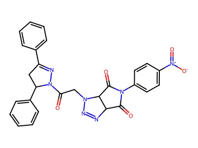 1-[2-(3,5-diphenyl-4,5-dihydro-1H-pyrazol-1-yl)-2-oxoethyl]-5-(4-nitrophenyl)-3a,6a-dihydropyrrolo[3,4-d][1,2,3]triazole-4,6(1H,5H)-dione structure