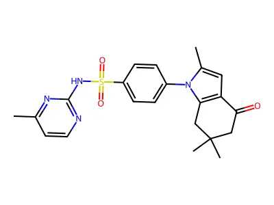 N-(4-methylpyrimidin-2-yl)-4-(2,6,6-trimethyl-4-oxo-5,7-dihydroindol-1-yl)benzenesulfonamide structure