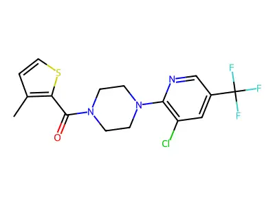 1-[3-chloro-5-(trifluoromethyl)pyridin-2-yl]-4-(3-methylthiophene-2-carbonyl)piperazine structure