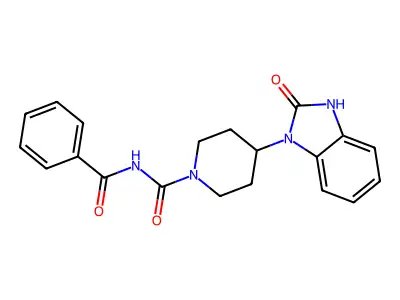 N-Benzoyl-4-(2,3-dihydro-2-oxo-1H-benzo[d]imidazol-1-yl)piperidin-1-carboxamide structure