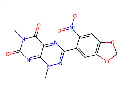 1,6-Dimethyl-3-(6-nitrobenzo[d][1,3]dioxol-5-yl)pyrimido[5,4-e][1,2,4]triazine-5,7(1H,6H)-dione structure