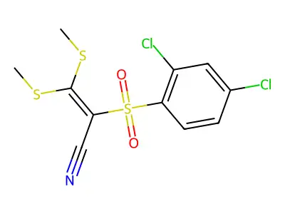 2-((2,4-Dichlorophenyl)sulfonyl)-3,3-dimethylthioprop-2-enenitrile structure