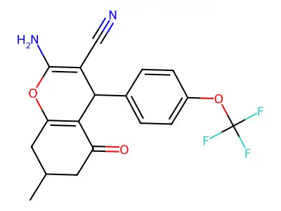 2-amino-7-methyl-5-oxo-4-[4-(trifluoromethoxy)phenyl]-4,6,7,8-tetrahydrochromene-3-carbonitrile structure