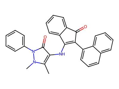2,3-Dimethyl-4-((2-naphthyl-1-oxoinden-3-YL)amino)-1-phenyl-3-pyrazolin-5-one structure