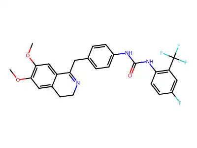 1-(4-((6,7-DIMETHOXY(3,4-DIHYDROISOQUINOLYL))METHYL)PHENYL)-3-(4-FLUORO-2-(TRIFLUOROMETHYL)PHENYL)UREA structure
