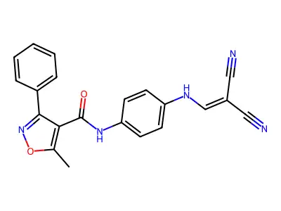 N-[4-(2,2-dicyanoethenylamino)phenyl]-5-methyl-3-phenyl-1,2-oxazole-4-carboxamide structure