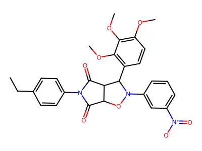 5-(4-ethylphenyl)-2-(3-nitrophenyl)-3-(2,3,4-trimethoxyphenyl)dihydro-2H-pyrrolo[3,4-d][1,2]oxazole-4,6(3H,5H)-dione structure